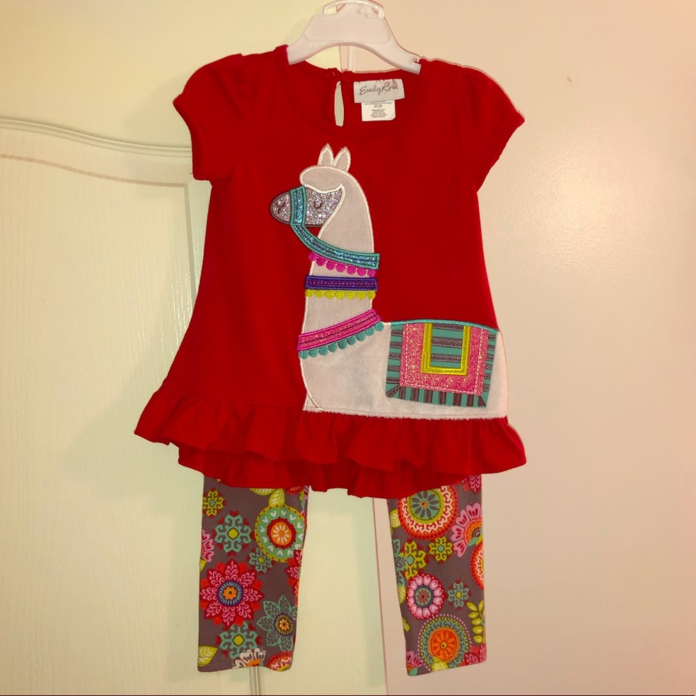 Emily Rose Red Toddler Girls Pants Set